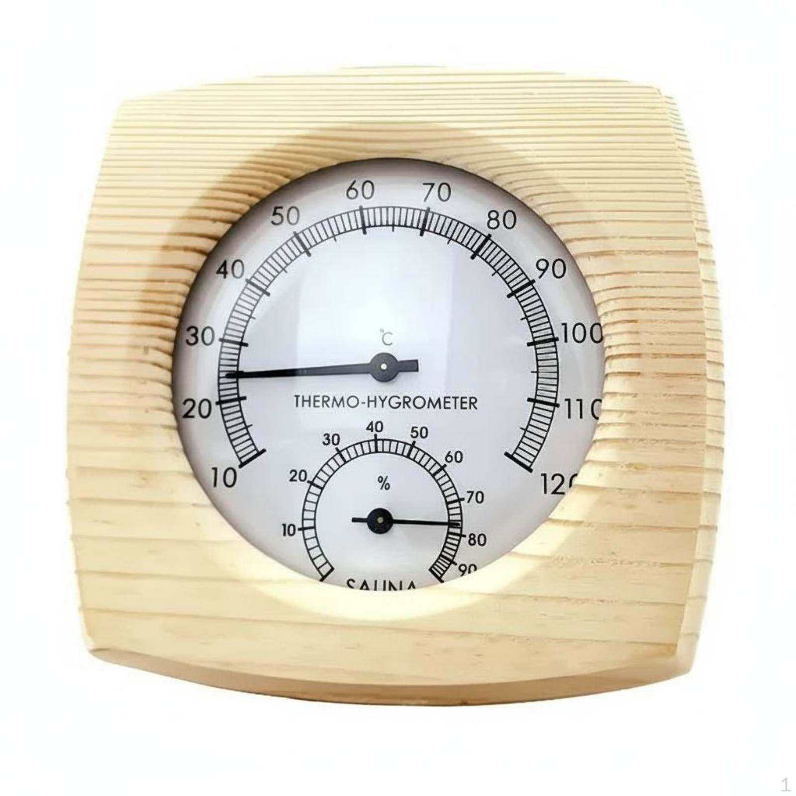 Wooden Sauna ThermalHygrometer Heat Resistant 2in1 Thermometer Hygrometer Wood Frame