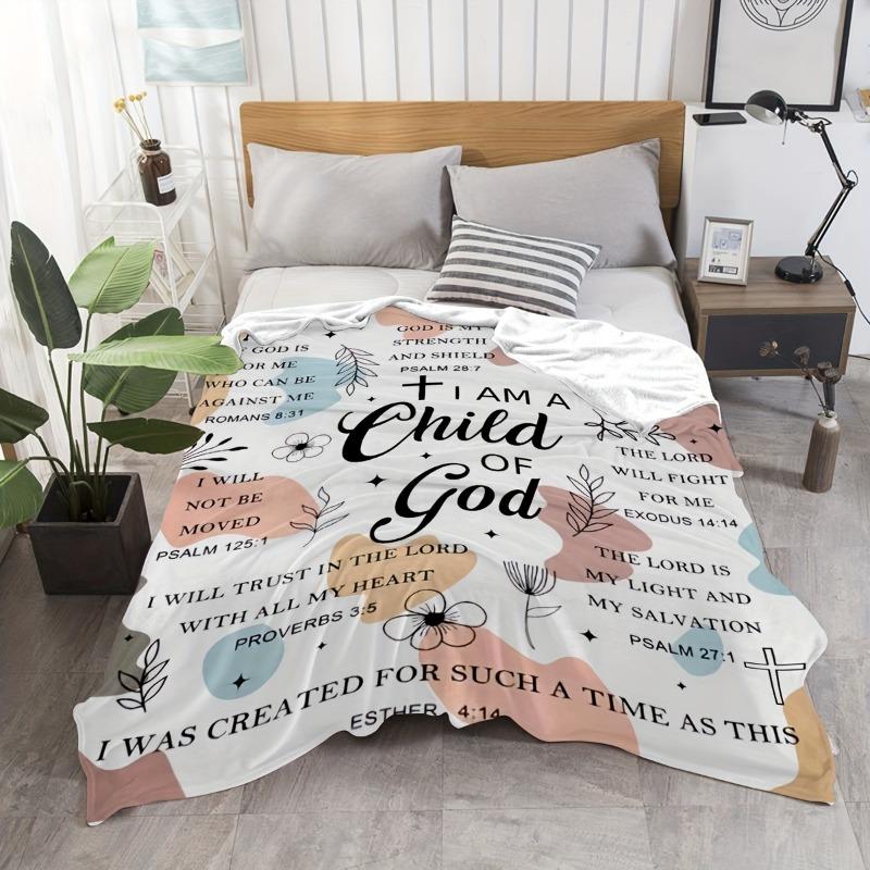 Inspirational I Am A Child of God Blanket Soft Flannel Gifts for Women Gifts Uplifting Christian Blanket for Moments Devotional
