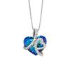 [Pinannie] 925 Sterling Silver Heart-Shaped Blue Crystal Necklace with "I Love You Forever" Engraving - Women's Pendant with Zirconia Decoration -