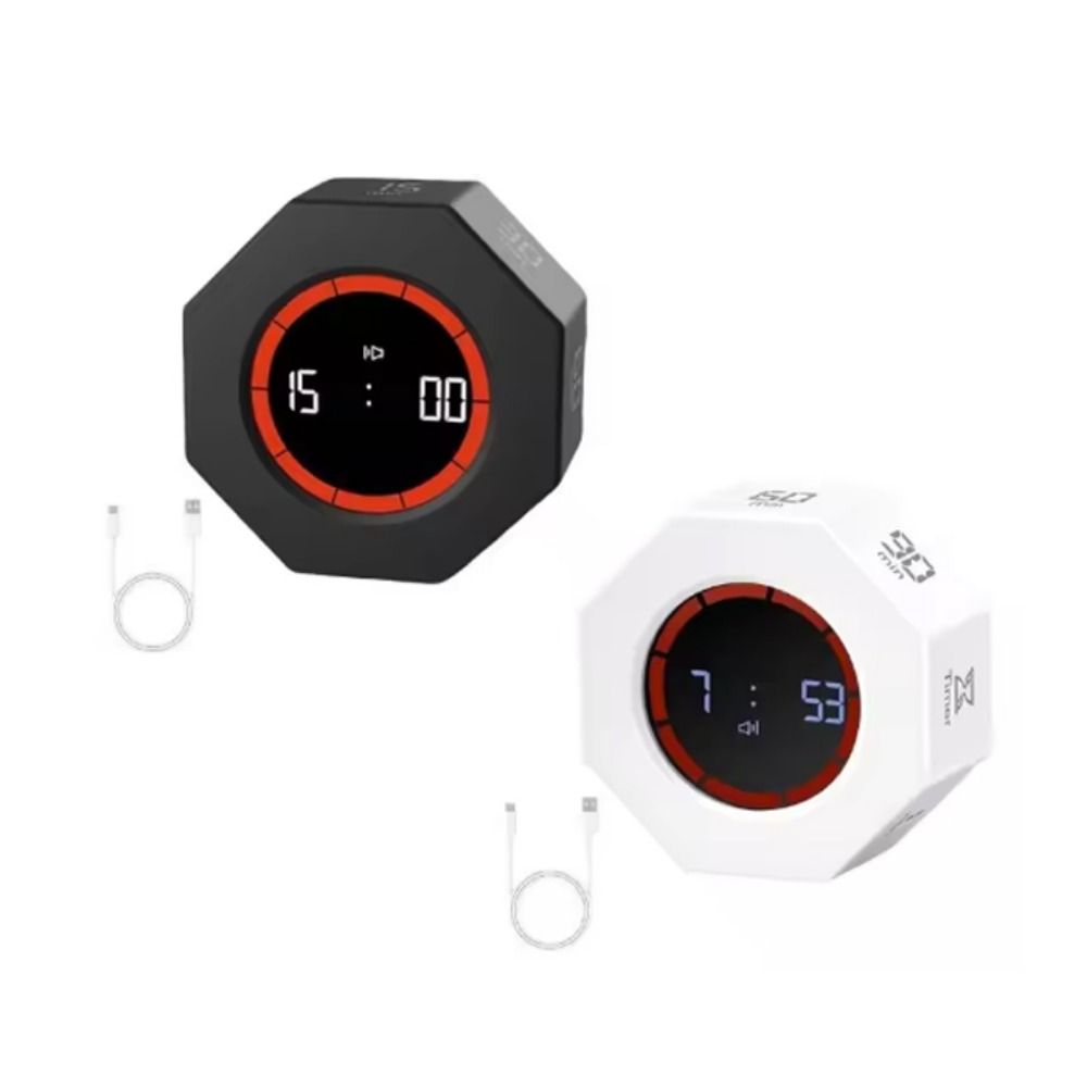 LED Screen Visual Countdown Device Gravity Sensor Multi-Hexagon Cube Timer  Kitchen Work