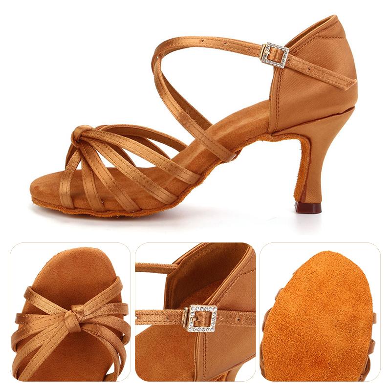 Women Ladies Latin Shoes High Heels Salsa Rumba Waltz Prom Ballroom Dance Sandals Defferent Heels