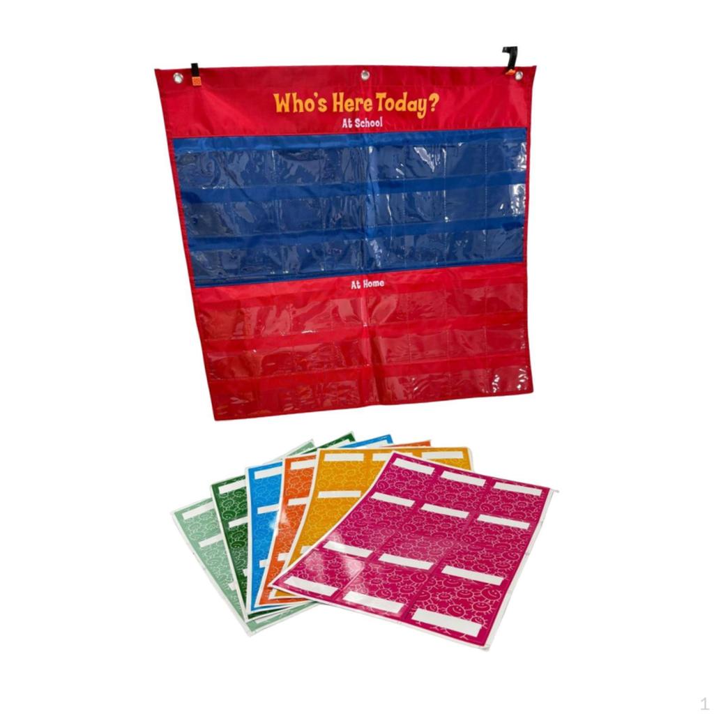 Attendance Pocket Chart 72 Cards Boys Girls Classroom Management Teacher Accessories Interactive
