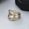 Novel Two-tone Rings with Multi-cross Design Bright Stylish Finger Accessories for Women Shiny Fashion Jewelry for Daily Party
