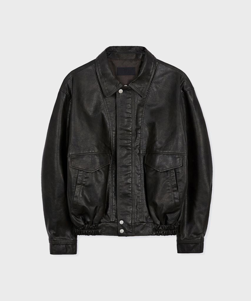 Qs Washed Faux Leather Blouson (Dk Brown)