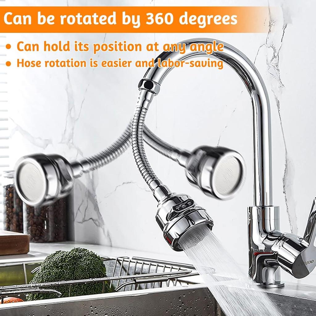 3 Pieces Kitchen Tap Head Fucet Aerator, 360 Degree Rotatable 3 Mode Adjustable Faucet Extender Kitchen Faucet Head Replacement for Bathroom Kitchen