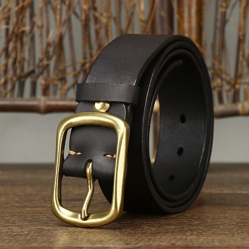 Men's Belt Retro Washed Distressed First Layer Pure Cattlehide Leather Pin Buckle Versatile Youth Casual Jeans Belt