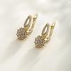 Women's Trendy Geometric 18K Gold Plated Zircon Hoop Earrings for Wedding Engagement Brass Jewelry