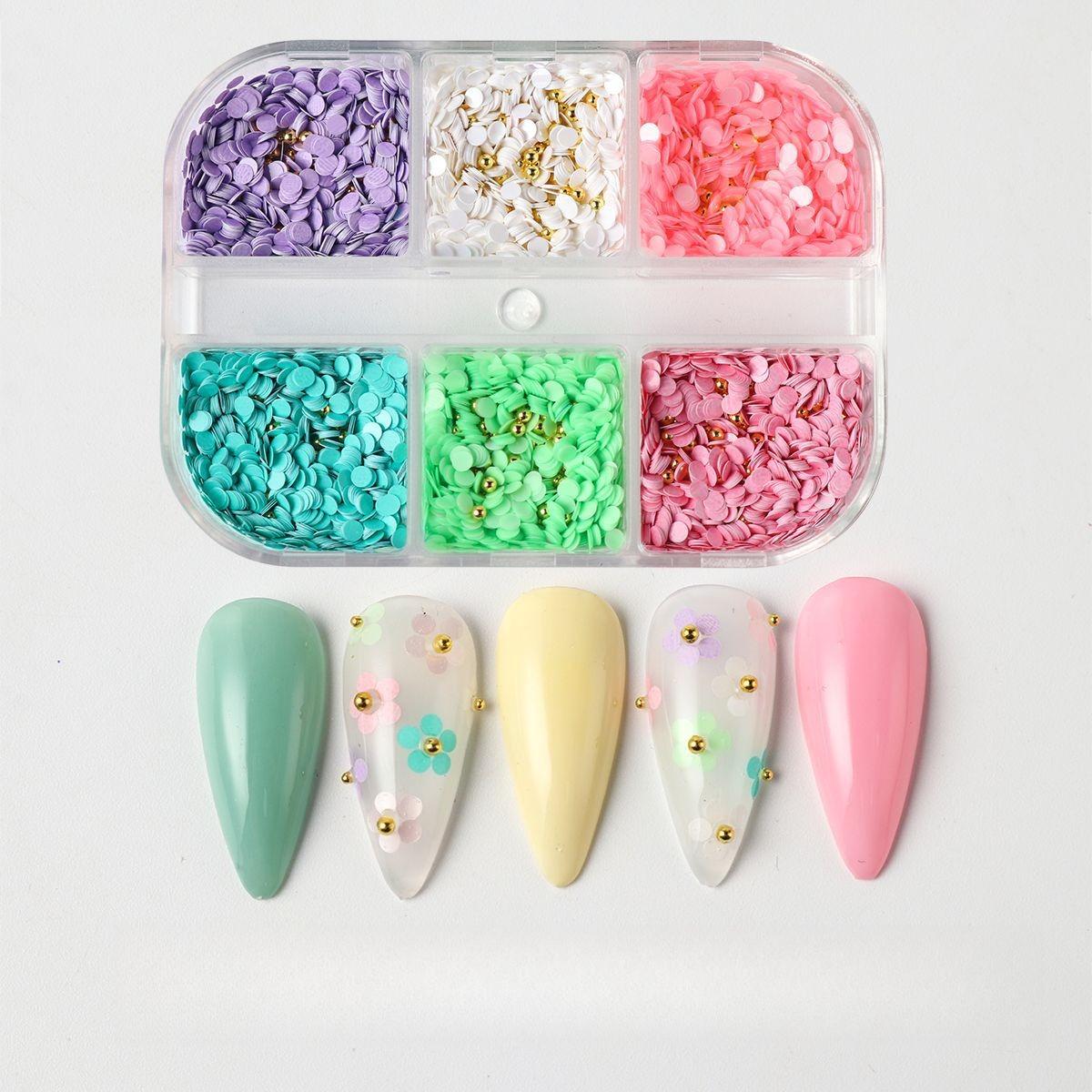 New Nail Art Jewelry Japanese Hyunya Macaron Five-petal Flower Disc Steel Ball Jewelry