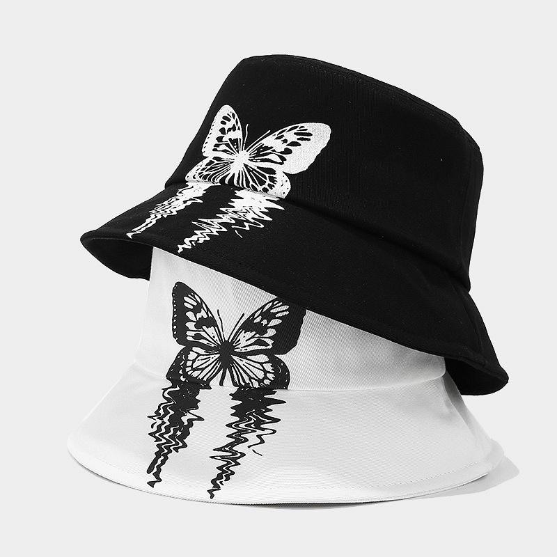 Trend brand positioning butterfly fashion bucket hat women's summer shopping visor male personality basin hat tide