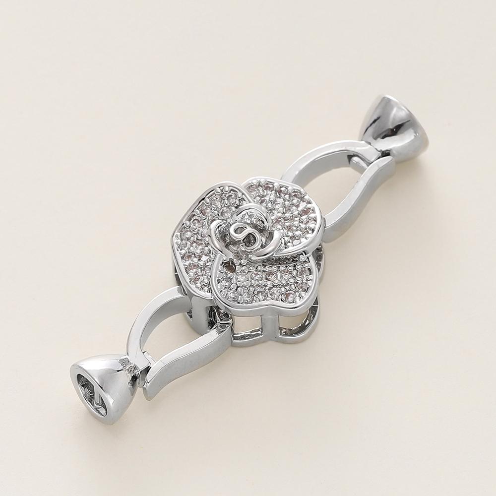 1/2Pcs/Pack 14/18K Gold Plated Inlaid Zircon Connector End Caps Fastener Clasps for DIY Jewelry Bracelet Making Accessories