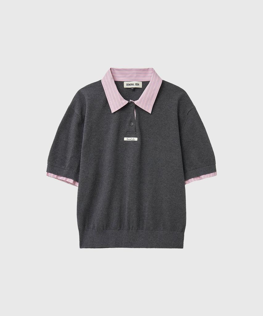 GENERALIDEA Shirt Collar Pique Half Knit [Charcoal] / Gf2Lkp531