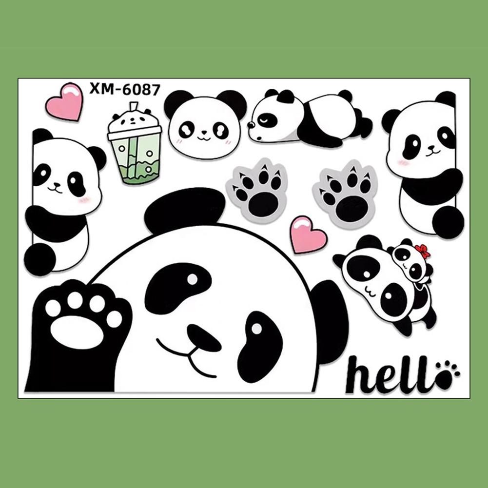 1Pc Motorcycle Bicycle Decal Helmet Car Waterproof Decals Lovely Pandas Night Sign Stickers Creative Exterior Decor Accessories