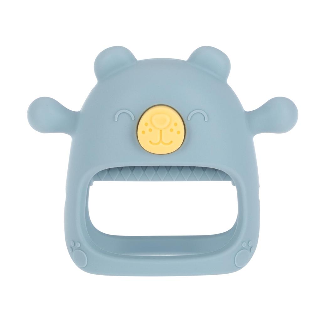 Nuby Silicone Teething a baby teether that fits snugly around the encourages focused independent Mitten, wrist, play, BPA-free silicone, Blue,