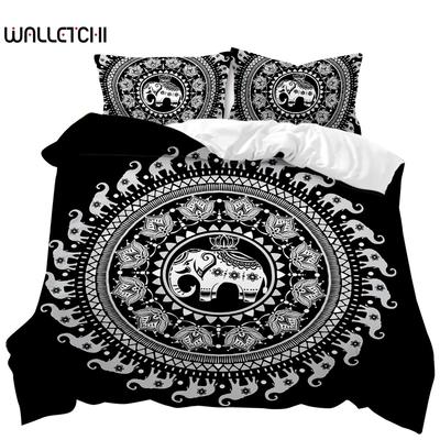 Conjunto de capa de edredom mandala elefante boho chique hippie cama de solteiro mandala poliéster edredom capa adultos casal queen king size
