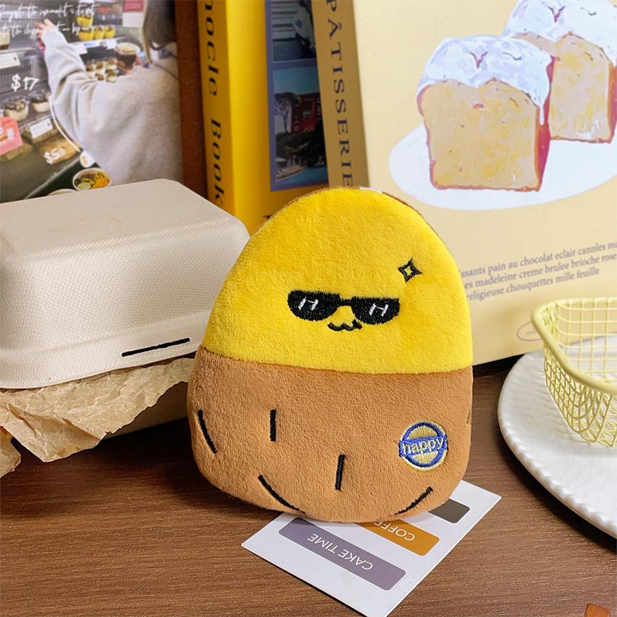 Korean Style Plush Coin Purse & Keychain - Breakfast Food Design, Large Capacity Pencil Case, Portable Storage Bag