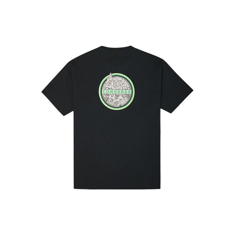 Men s Converse Logo Printing Round Neck Short Sleeve Black 10022786-A02 XL