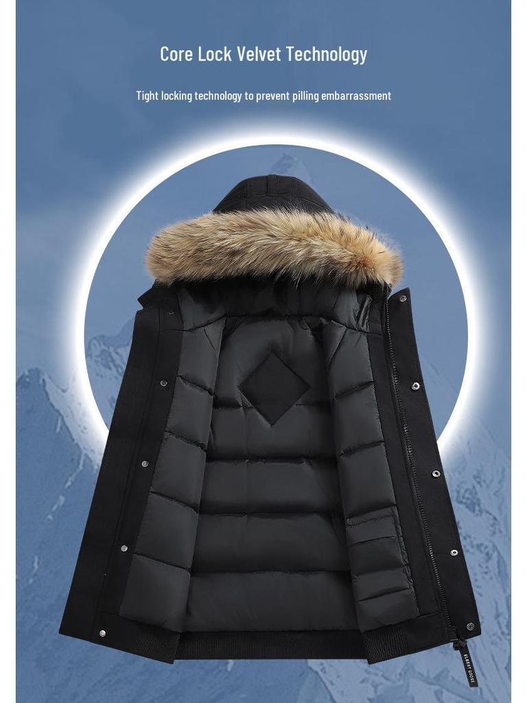 Men's Short Goose Down Winter Jacket - 80% White Duck Down, Warm & Thickened, Pilot Style, Couple's Option Available