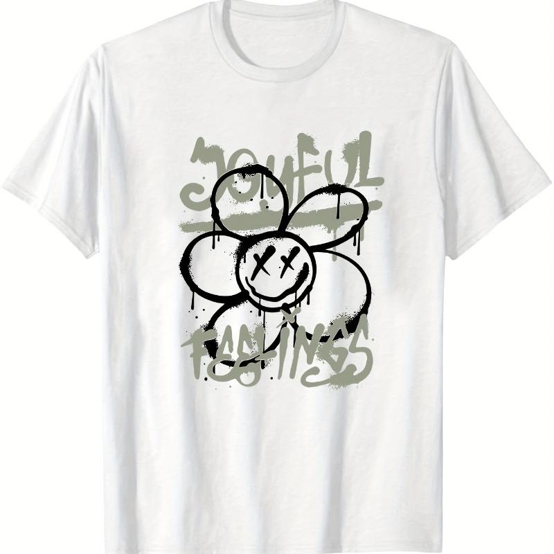 

Joyful Flaming Skull Flower T-Shirt Breathable Cool, Comfortable Wear,Daily Casua XXL белый