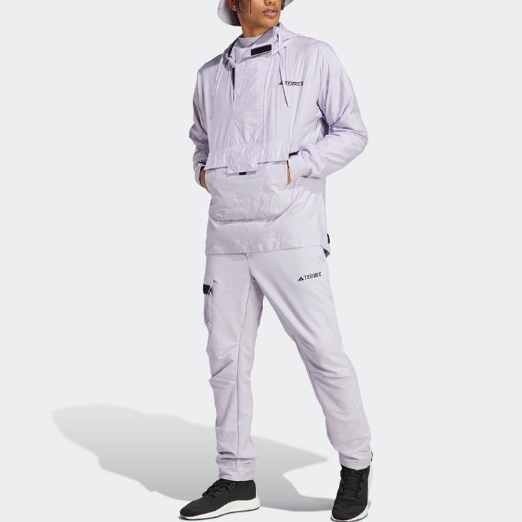 adidas Solid Color Logo Sports Outdoor Hooded Jacket Men’s Silver