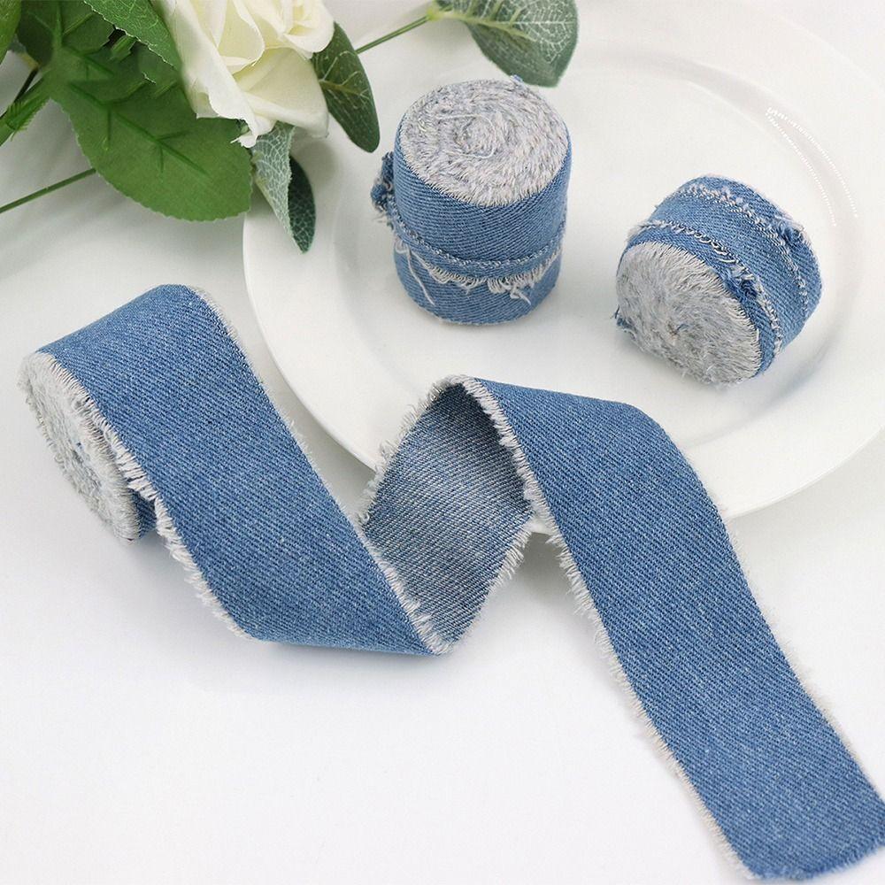 Blue Cowboy Denim Ribbon Hairclip Bows DIY Sewing Crafts  Bridal Bouquets