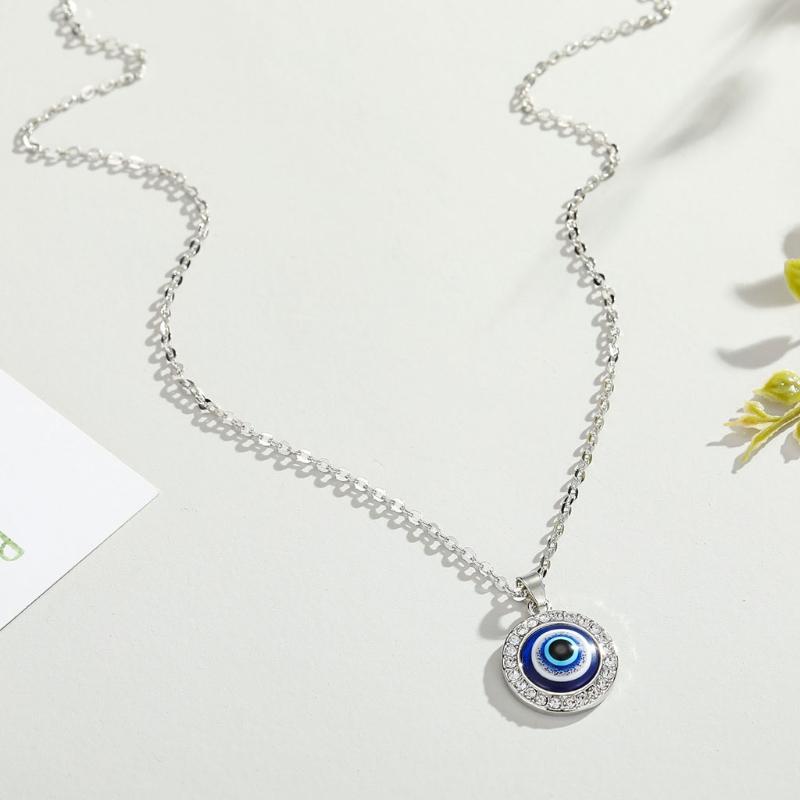 Dot Diamond Lucky Blue Eye Necklace for Evil Eye Pendant Necklace Turkish for Evil Eye for Protection and Blessing for W