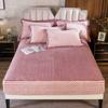 Thicken Velvet Quilted Mattress Cover Coral Fleece Yarn Dyed King Queen Size Pad Protector Cover Not Including Pillowcase