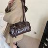 Vintage Solid Color Women Pu Shoulder Bags Large Capacity Ladies Handbags Versatile Belt Design Textured Female Crossbody Tote