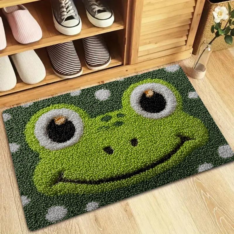 Cute Frog Bath Mat Soft Plush Tufted Bathroom Rug Thickened Anti Slip Floor Mat for Bedroom Shower Room Machine Washable