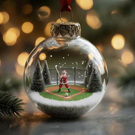 Noel Baba Asılı Süsleme Şeffaf Top Tenis Golf Futbol Basketbol Badminton Oynayan Santa Noel Ağacı Asılı Süs Kolye