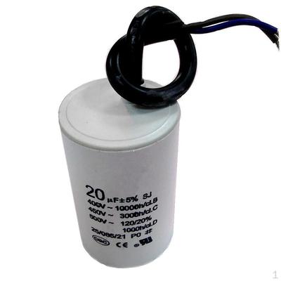 Condensateur capacitif cylindrique CBB60 AC 500 V 20 uF, blanc