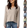 Women's Solid Color V Neck Long Sleeved Top