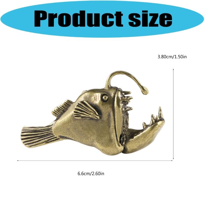 Metal Animal Statues Figurines Angler Fish Statue Figurines Sculptures Tabletop Centerpieces Home Decors Collectibles