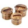 Wooden Rice Bucket with Lid: Insulated Serving Bowl and Spoon for Dining Table