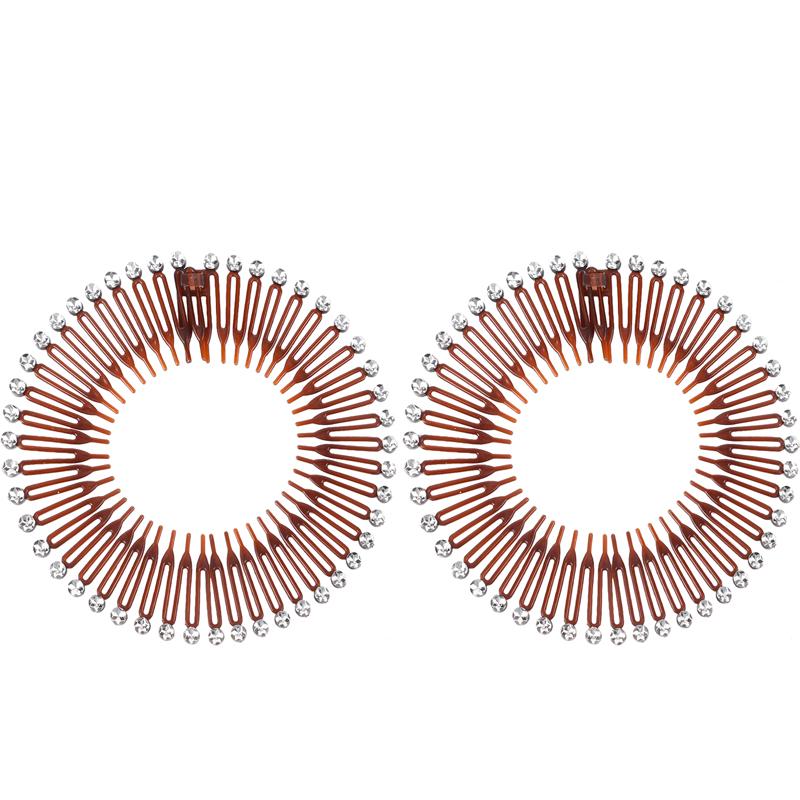 2 Stück Strass Kunststoff Vollkreis Dehnbar Diamant Flexibel Kammzähne Stirnband Haarband Clip Gesichtswaschung Fixiert Haarzubehör