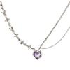 SUMENG 2024 Purple Pink Black Crystal Heart Pendant Necklace Sweet Cool Girl Punk Clavicle Chain For Women Fashion Jewelry Gifts