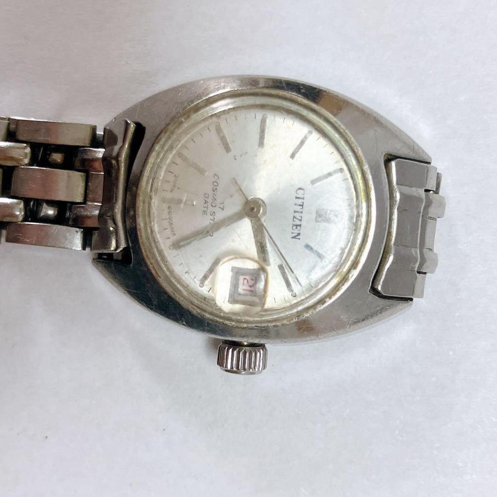 Used Working Item Ladies CITIZEN Manual Winding Wristwatch Date 4-610075-K