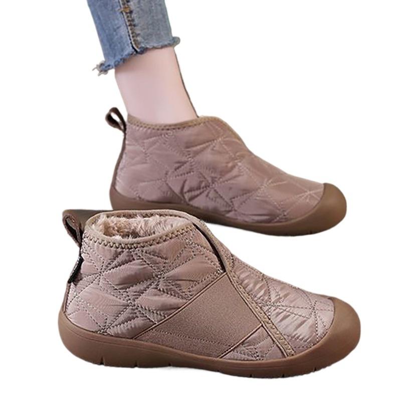 Damen Wasserdichte Winter Stiefeletten, Rutschfeste Warme Schneestiefel mit Futter aus Kunstfell, Bequeme Flache Sohle Freizeitschuhe