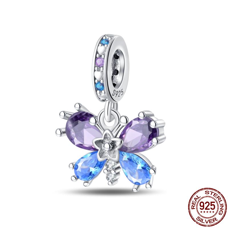 Genuine Copper Butterfly Zircon Series Pendant Jewelry Piece Fit 3Mm Pan Bracelet DIY Style Charm For Women Jewelry Stylish Gift