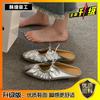 French retro silver baotou half slippers women's summer sandals 2025 gold soft flat bottom Muller soft bottom women's models