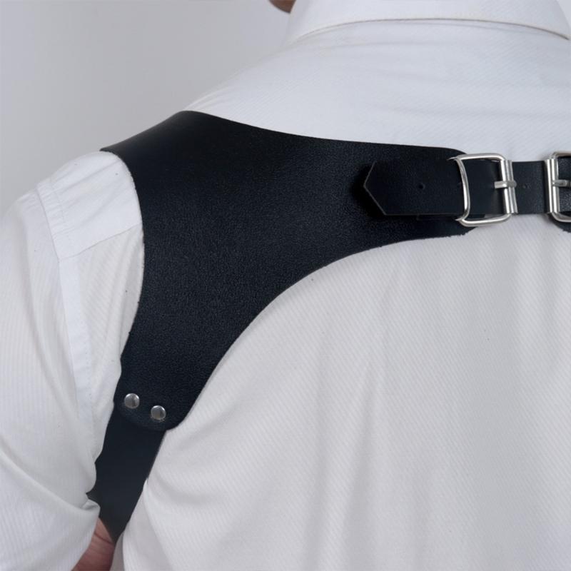 PU Leathers Suspenders for Men, Vintage Men Harness Punk Apparels Strap Chest Shoulder Belt Accessories