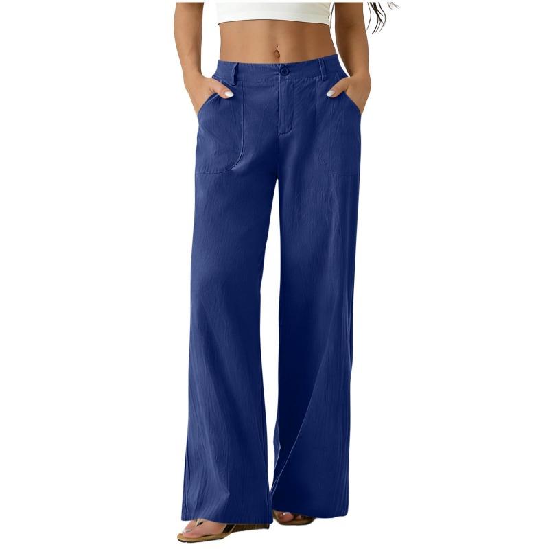 IHUASU Women's Fashion Casual Solid Color Print Pants & Capris