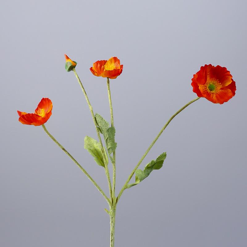 Poppy Artificial Flower Arrangement for Weddings and Home Decor - Silk, Flocked, Fake Ornament.