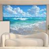 2D Coastal Beach & Ocean Waves Tapestry Bright Sunny Nature Art Wall Decor Cloth for Home & Bedroom