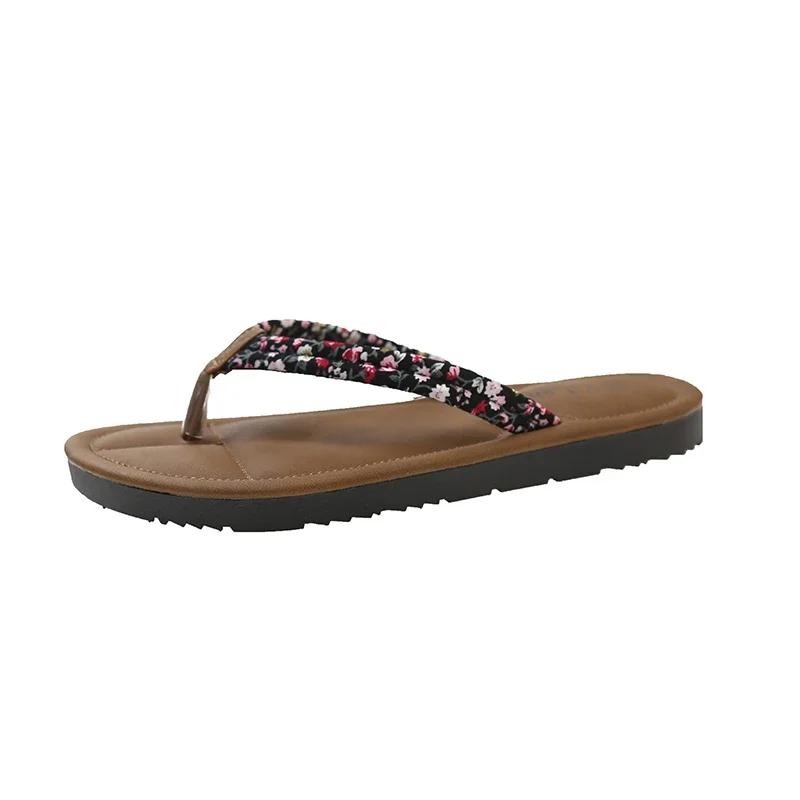 

Мода 2024 года, модная женская обувь, шлепанцы, женские тапочки, горячая распродажа, принтованные пляжные тапочки, женские, новые, с круглым носком, плоские тапочки, Zapatos 40 чёрный