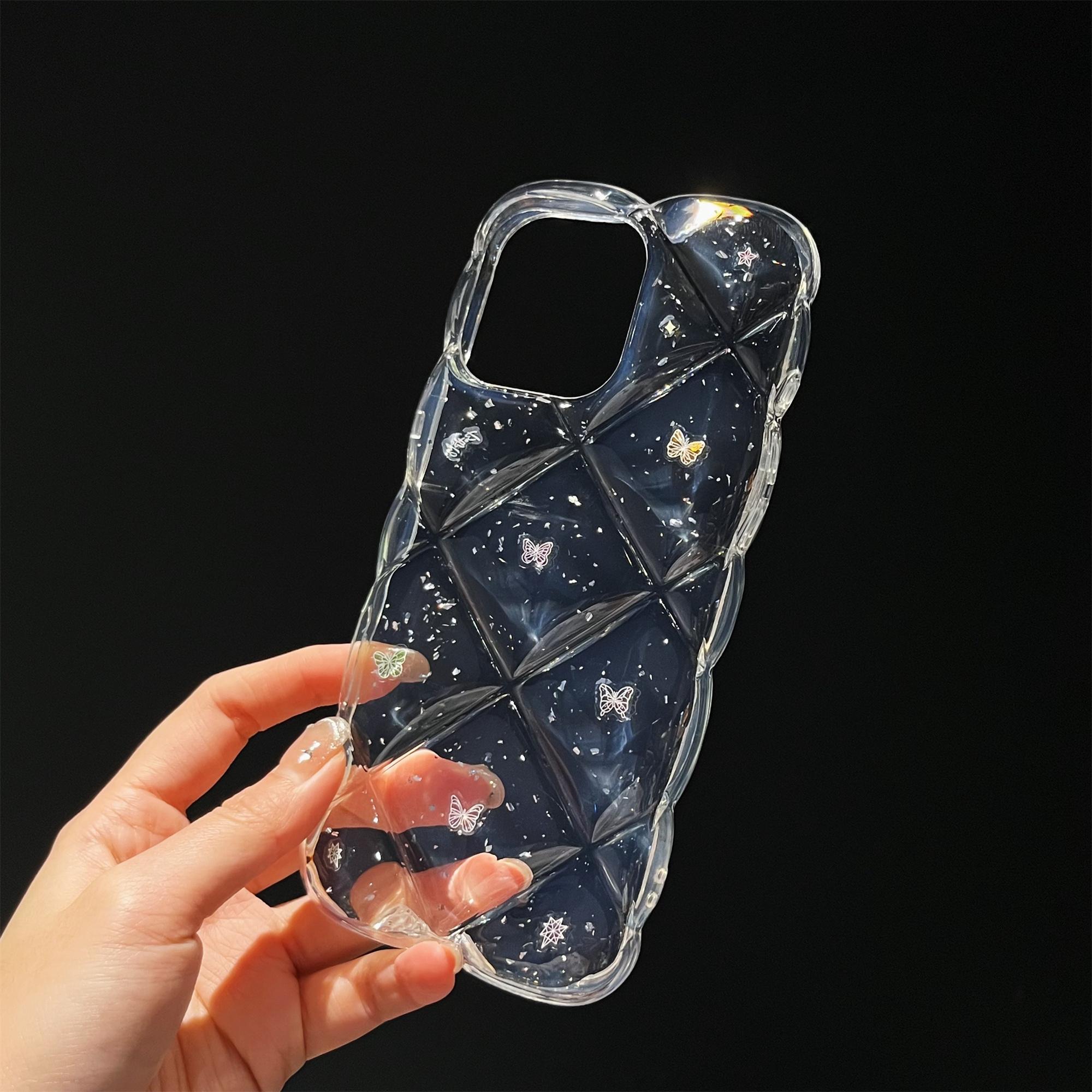 

For iPhone 14 Pro Case Creative Rhombus Butterfly Aesthetic TPU Phone Cover As Shown A
