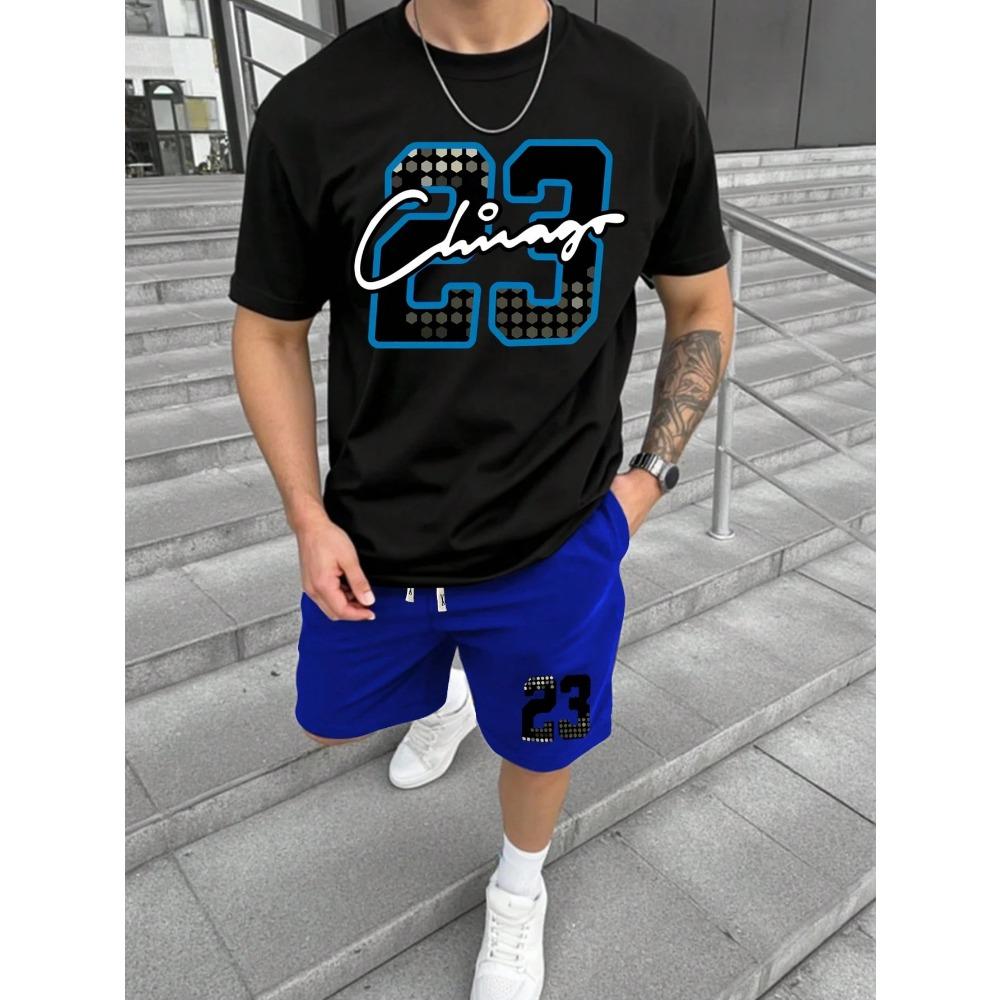 New Summer Men's Two-piece T-shirt And Shorts Set Casual Short-sleeved T-shirt And Shorts Two-piece Set Daily Casual Style