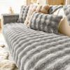 Super Soft Rabbit Plush Sofa Mat Anti-slip Thicken Couch Cushion for Living Room Winter Warm L Shaped Universal Sofa Slipcovers