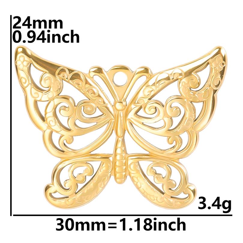 6pcs Gold Plated Butterfly Charms For Jewelry Making Bulk Stainless Steel Pendants Animal Dragonfly Cattle Peacock DIY Connector
