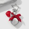 Sweet Red Cherry Pearl Keychain Ribbon Bowknot Keyring Bag Pendant Key Hanging Decoration For Best Friend Gifts
