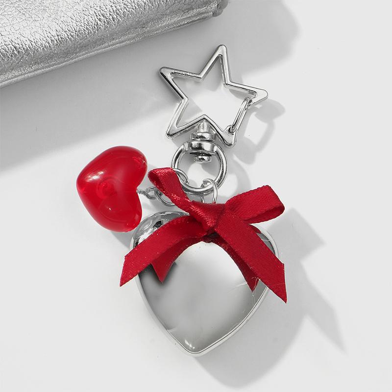 Sweet Red Cherry Pearl Keychain Ribbon Bowknot Keyring Bag Pendant Key Hanging Decoration For Best Friend Gifts